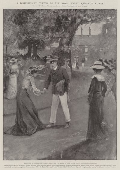 Een voorname bezoeker van de Royal Yacht Squadron, Cowes door Henry Charles Seppings Wright